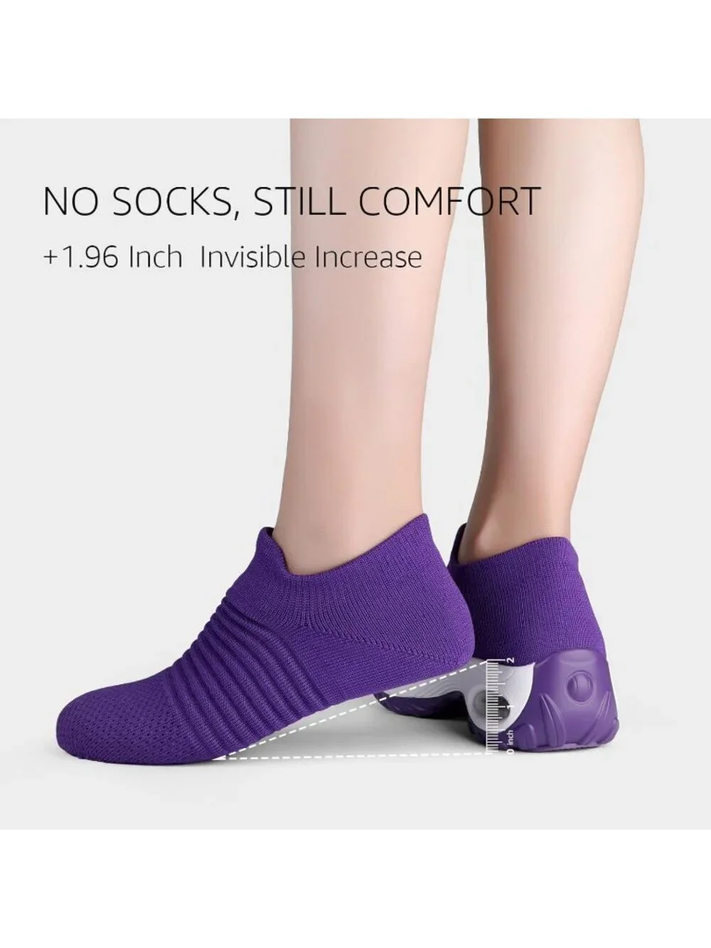 Women's Purple Walking Arch Support Non Slip Breathable Knit Upper Sneaker Shoes